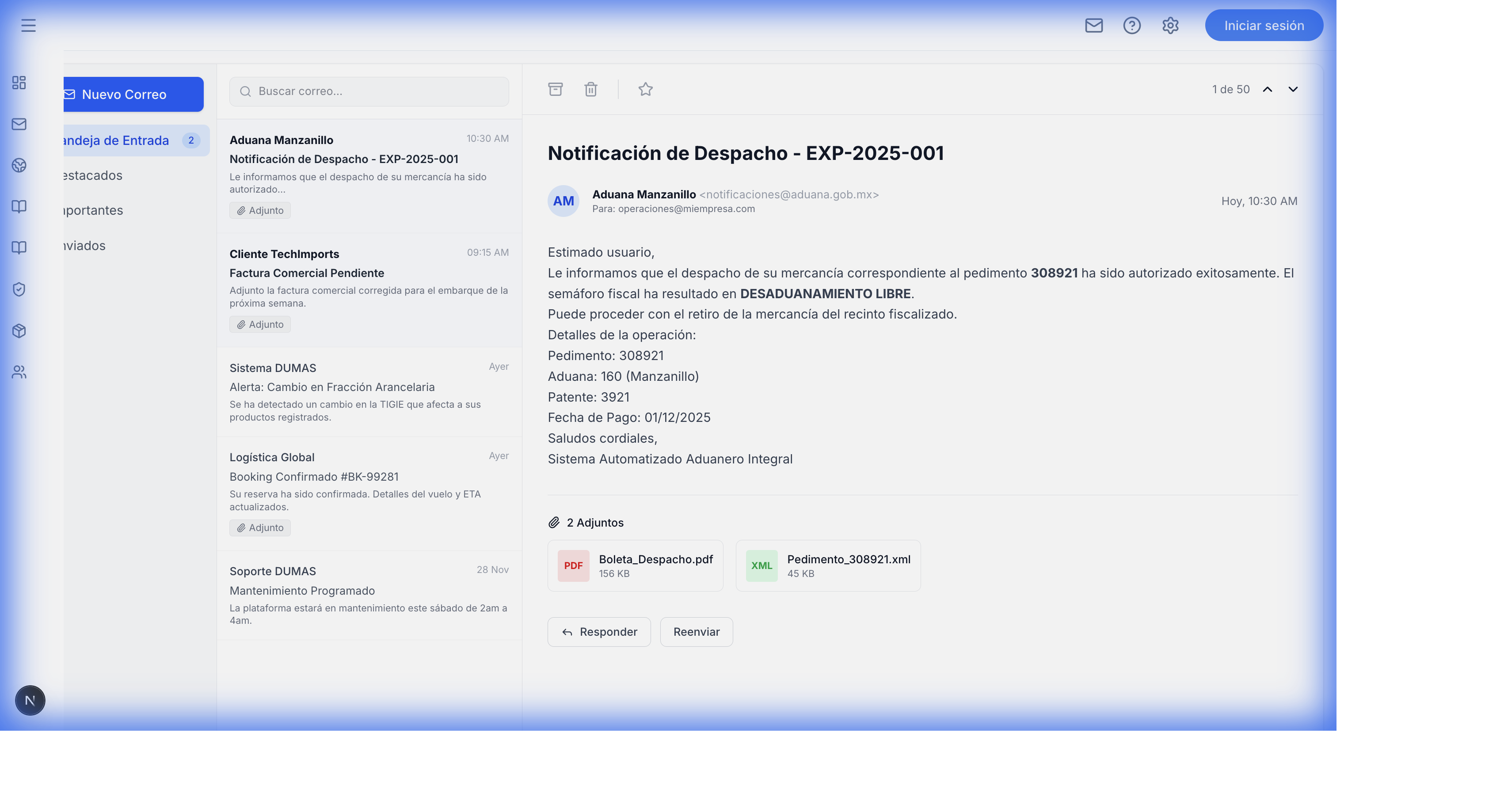 dumas Mail Interface